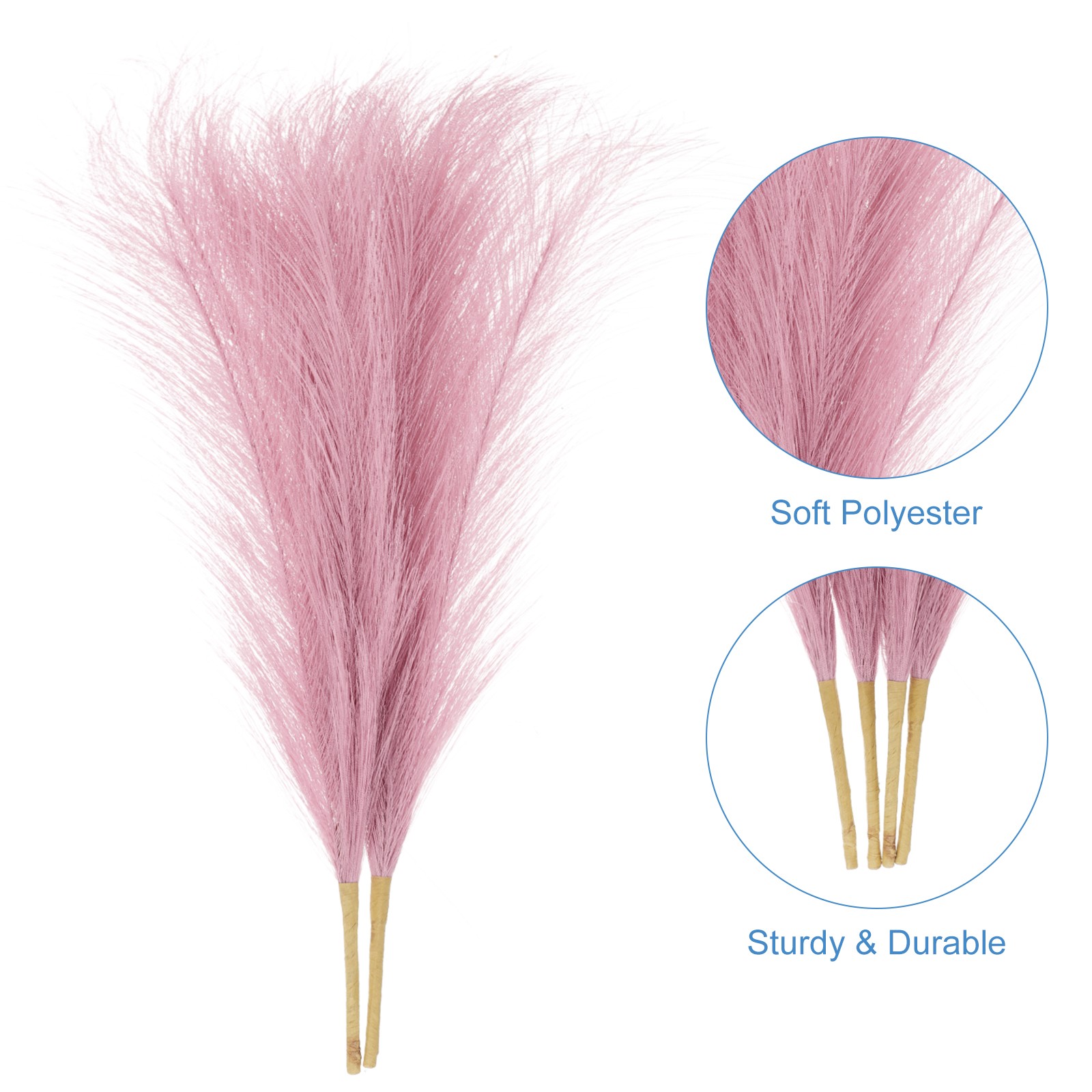 2pcs Faux Pampas Grass 17 Inch 10 Stem Artificial Grass for Decor, Red Brown