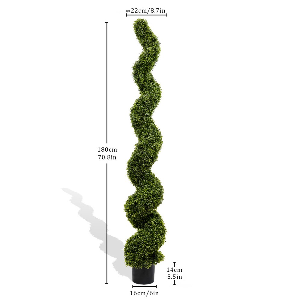 6FT Artificial Spiral Topiary Boxwood Trees Outdoor Garden Porch Decor 2Pcs