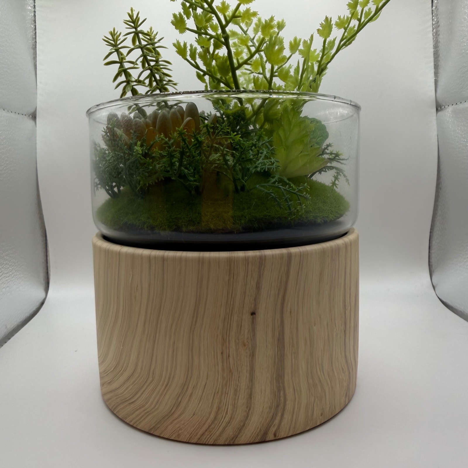 2pk Threshold Round Wood Faux Plant 6″ Diameter Natural Wood base