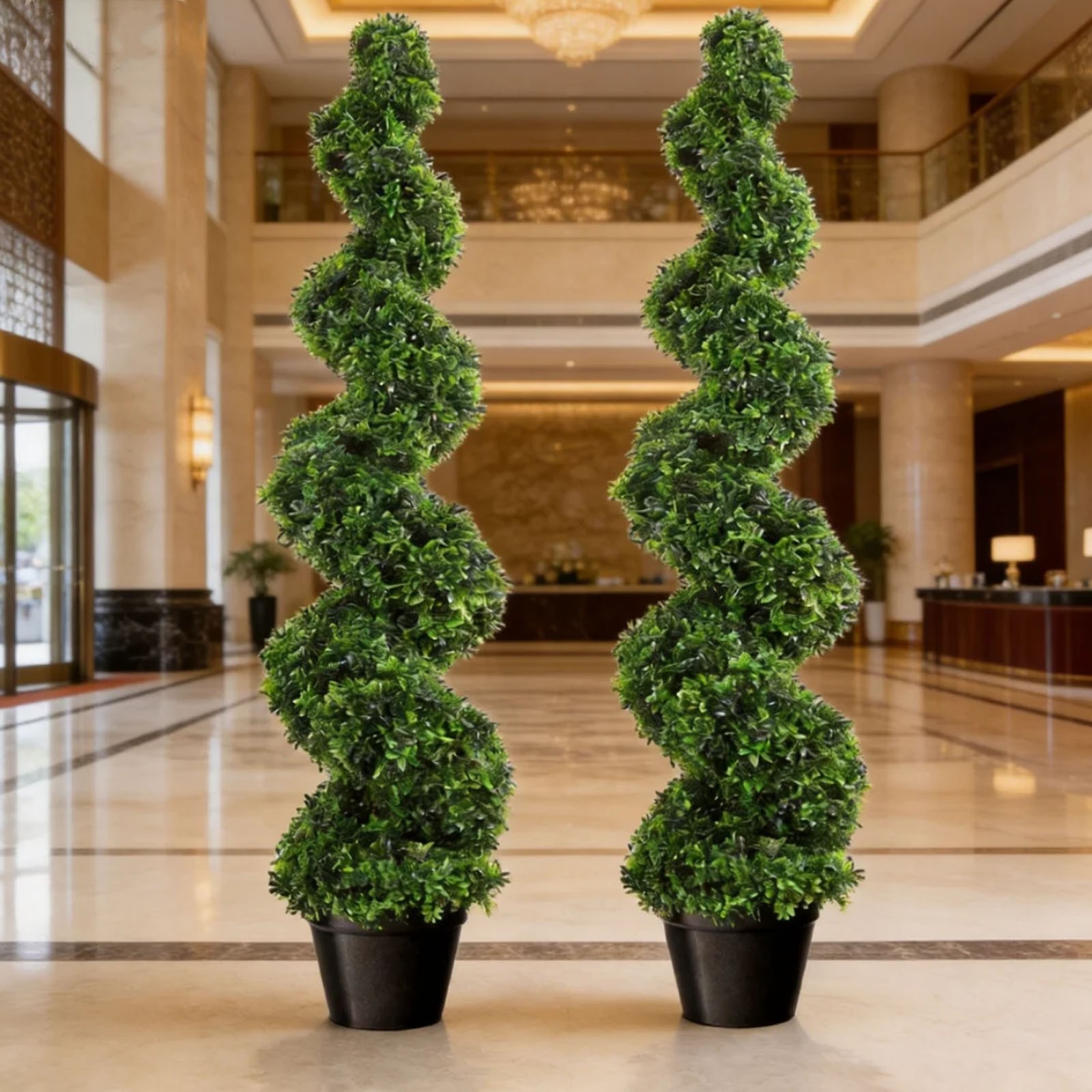 2Pcs 3.2′ Artificial Topiary Tree Faux Plant w/ Extra Leaves Home & Office Decor