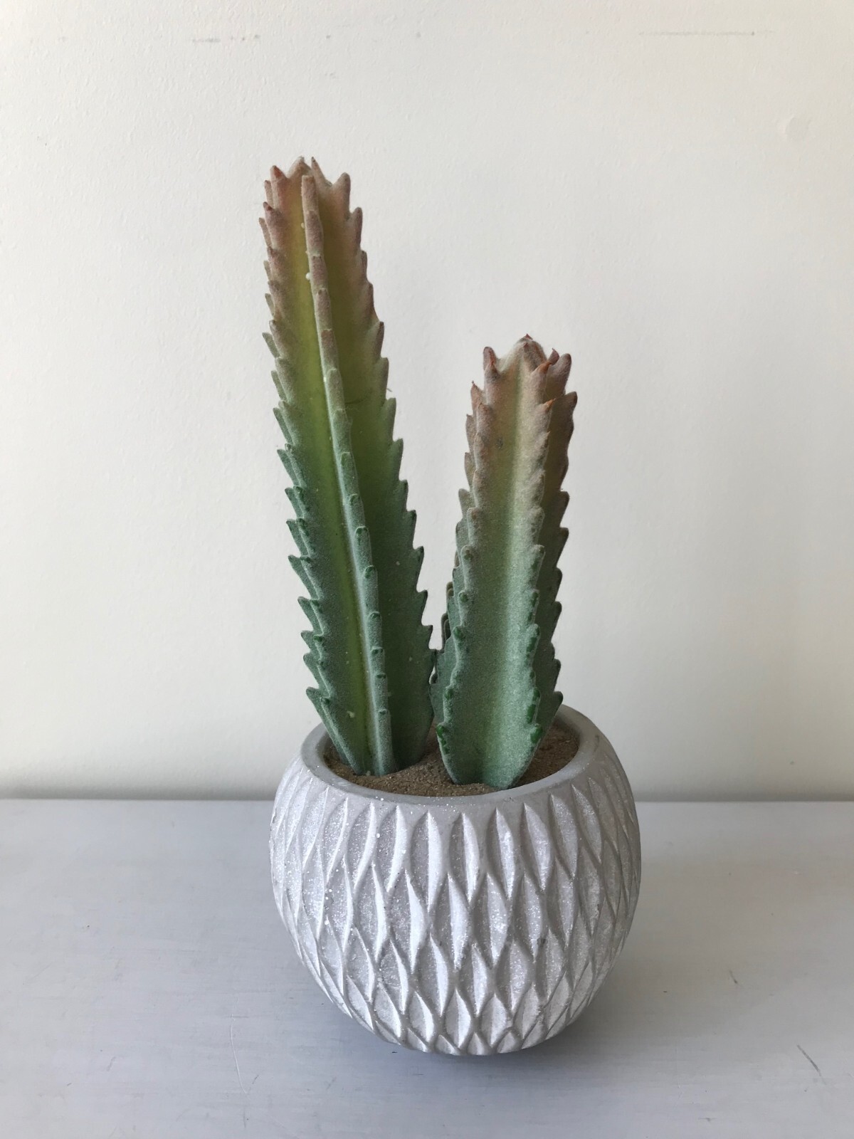 Ceramic Beige/White Potted ArtificialGreen Cactus Plant Home Decor, 10 x 4.25″