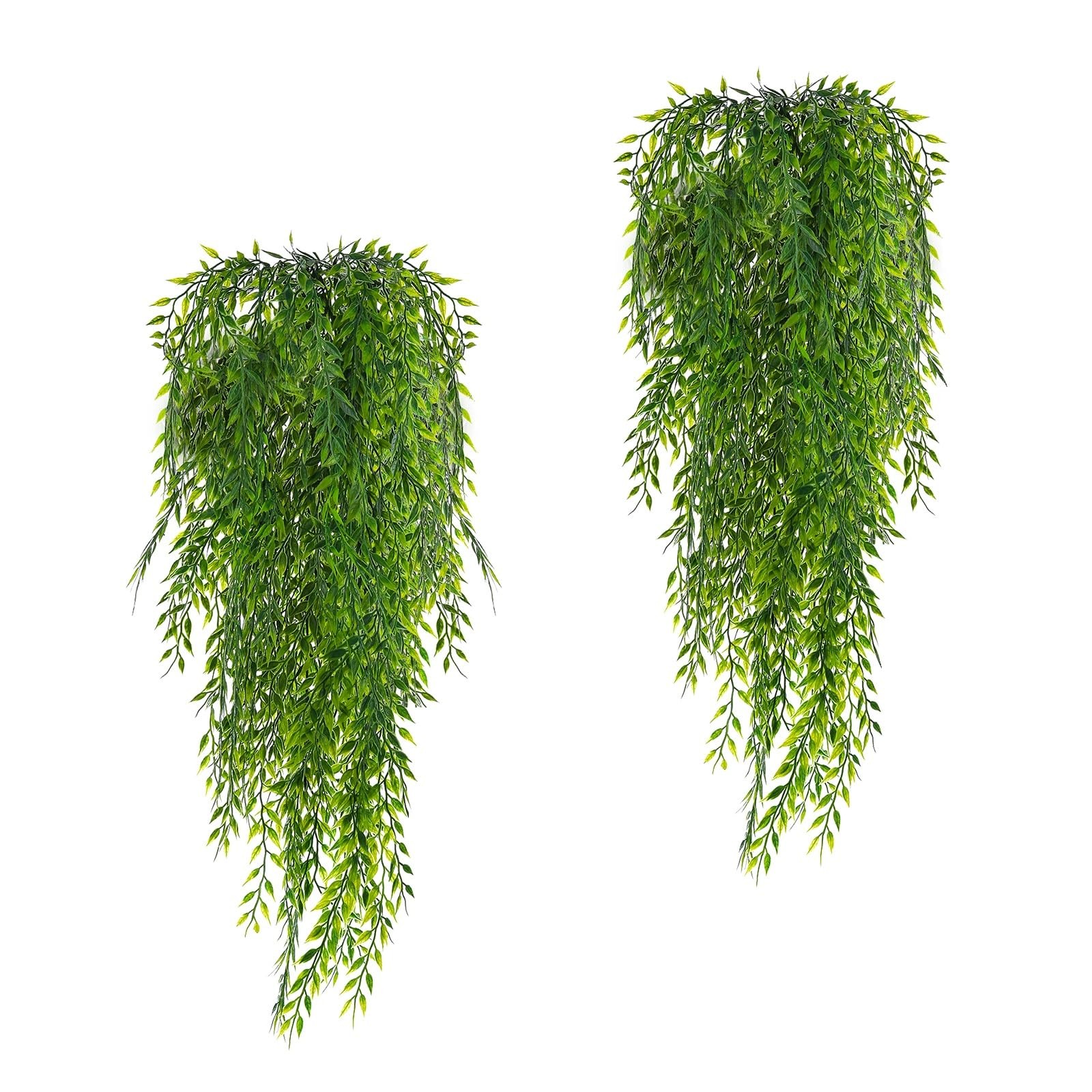 Fake Garland Hanging Vines 4 PC Artificial Weeping Willow Leaves Fake Greener…