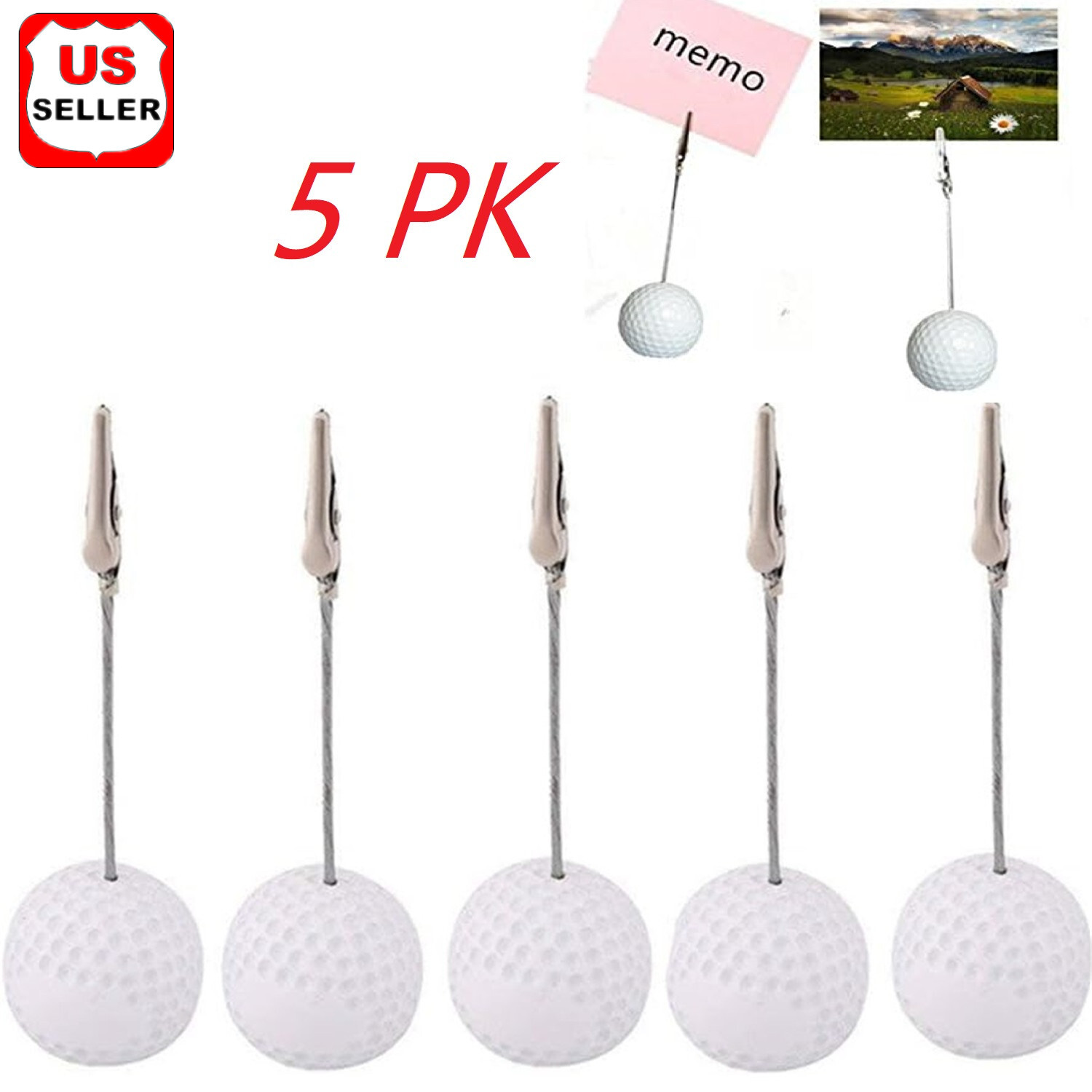 Golf Ball Shaped Table Number Holder Name Place Card Memo Clip Holder Golf Stand