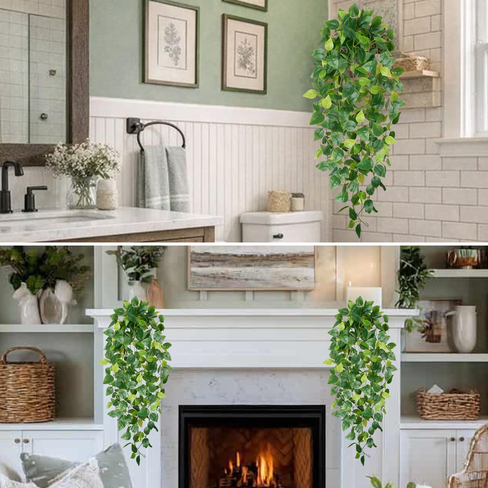 6Pcs Artificial Pothos Fake Hanging Plants Vines Faux Hanging Plants Fake Ivy…