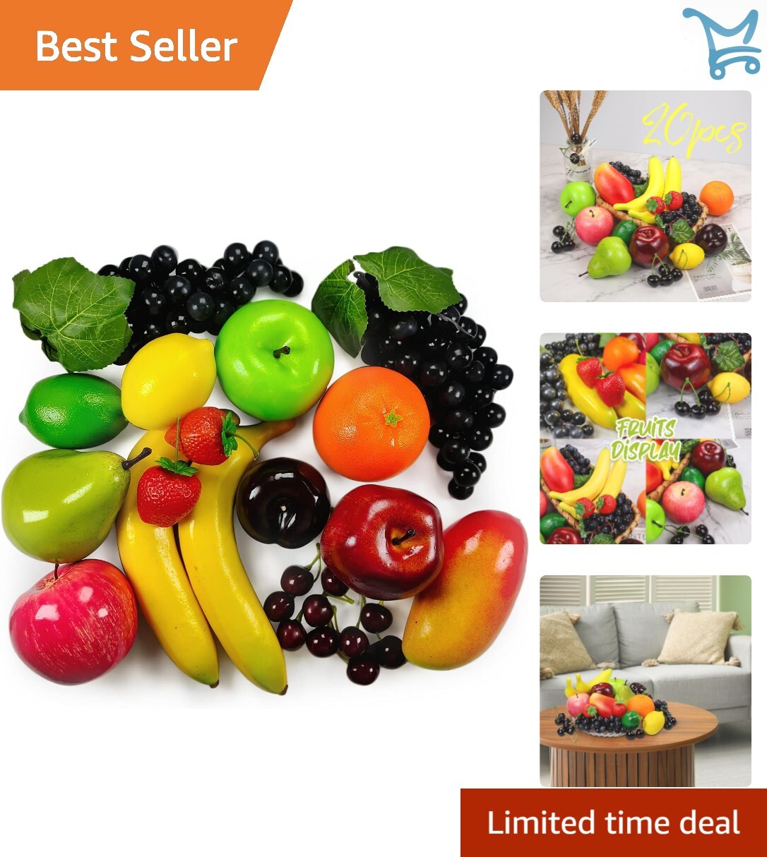 Artificial Fruits Set 20 Pieces for Home Decor Party Christmas Photo Props