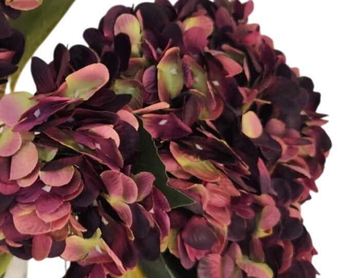 Plum Mauve Faux Hydrangea Stem 18 Inch Wedding Artificial Silk Flower Moody Deco