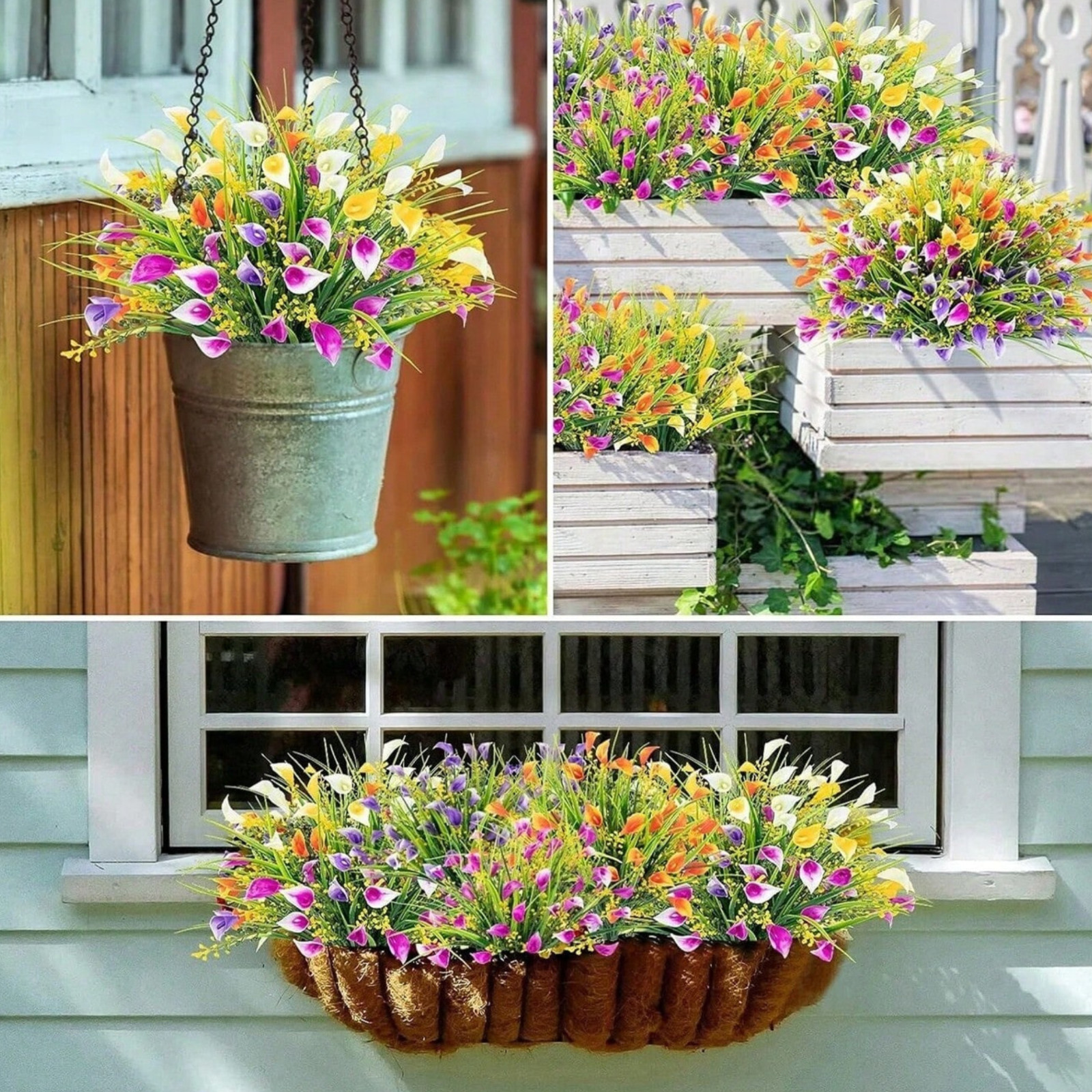 5 Bunch Artificial Calla Lily Flowers UV Resistant Fake Plan Outdoor Garden Deco