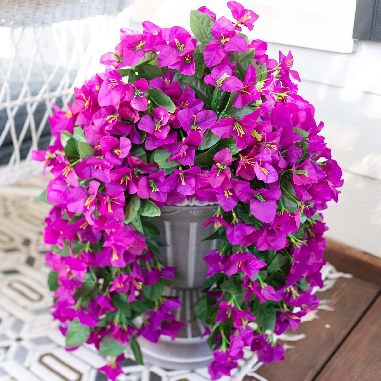 HyeFlora Bougainvillea Artificial Hanging Flowers Plants for Outdoors Decorat…