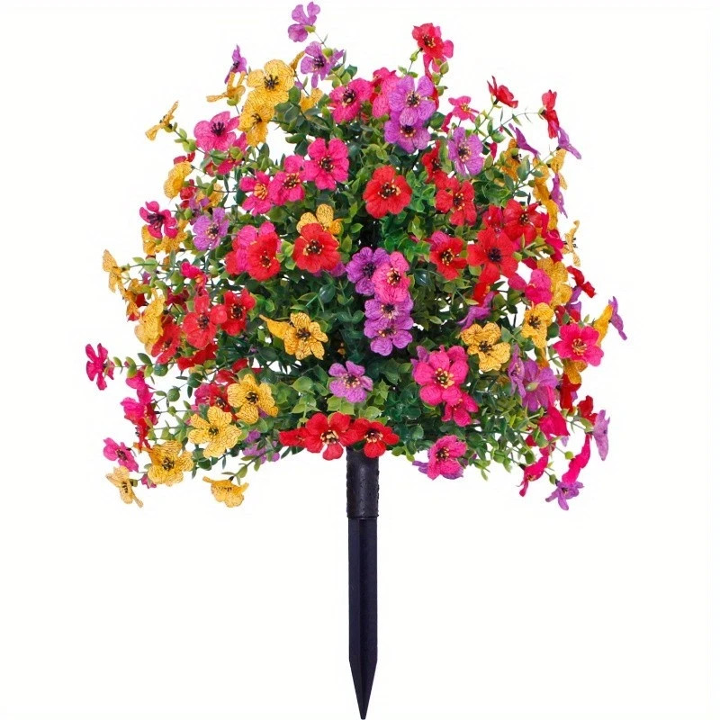 Artificial Violet Flowers with Ground Spike Fake Plants Garden Patio Yard Decor