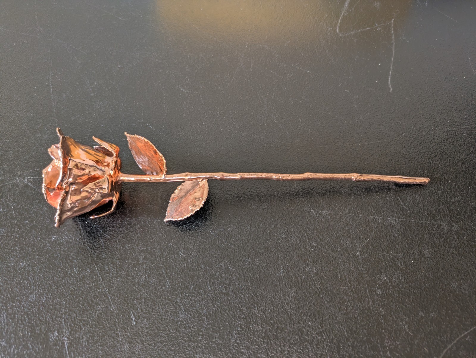 The Forever Rose Gold 24 Karat Dipped REAL Preserved Flower w Certificate 12″ In