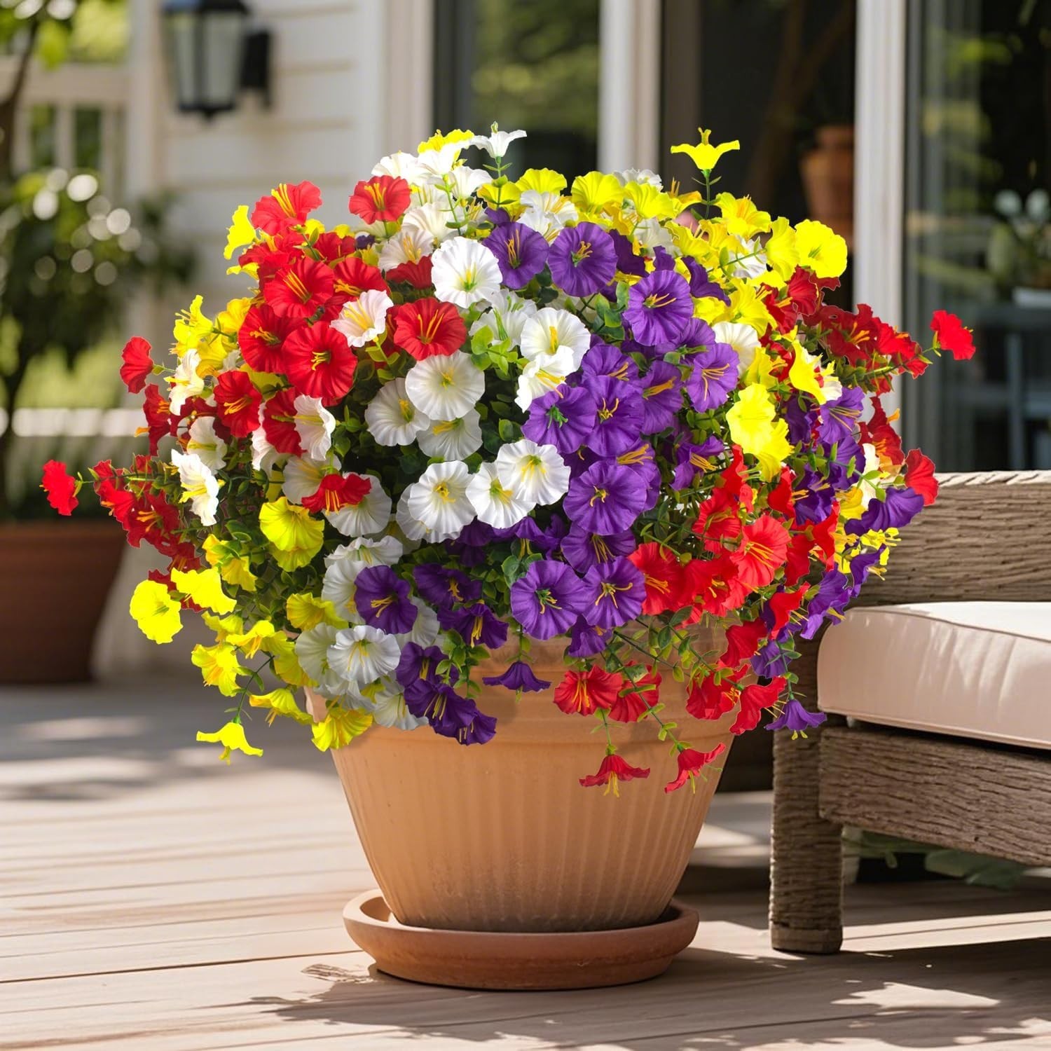 Artificial Morning Glory Flowers, 12 Bundles UV Resistant Fake Outdoor Flower…