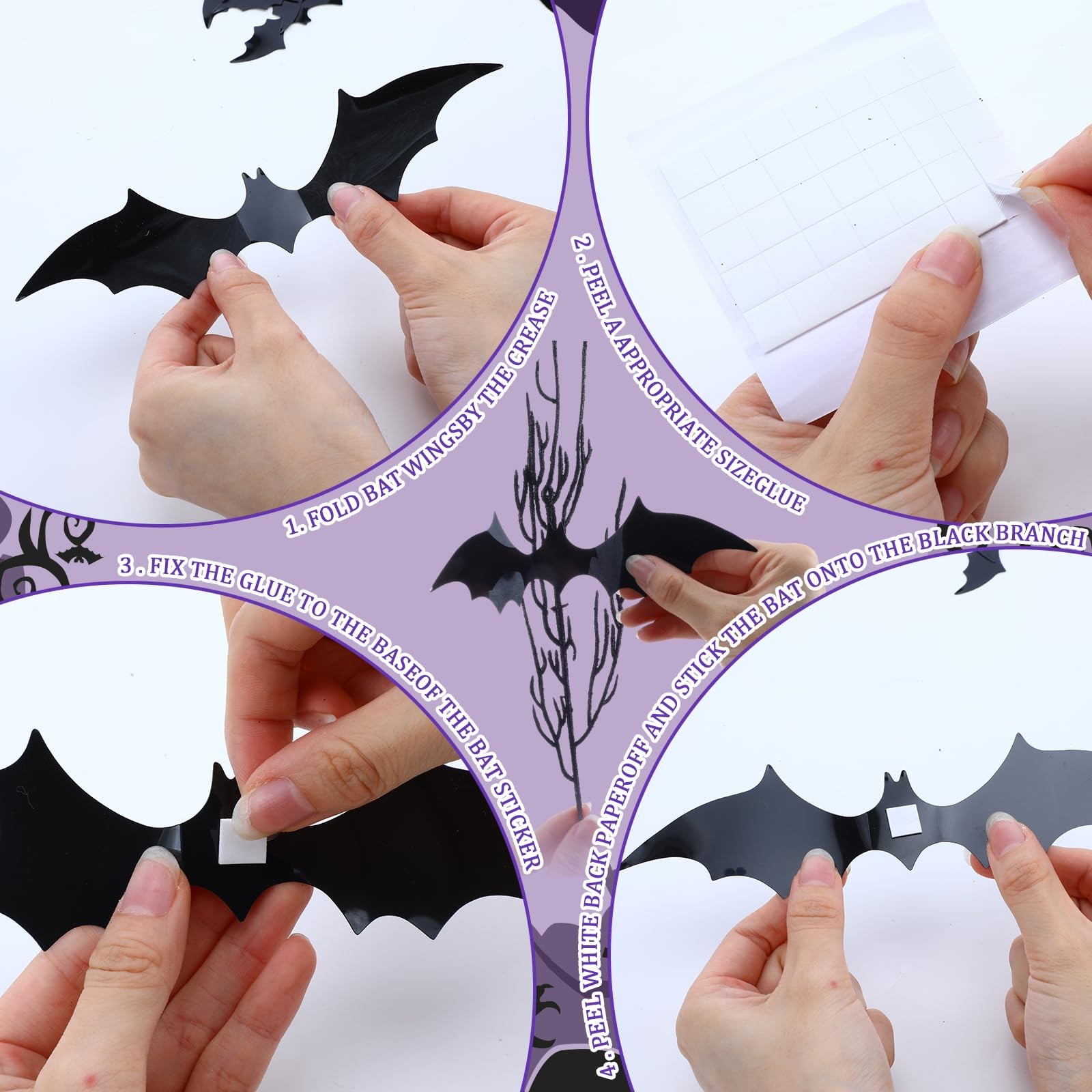 20 Pcs Halloween Black Artificial Branches Floral Picks Vase Filler 17.72 Inc…