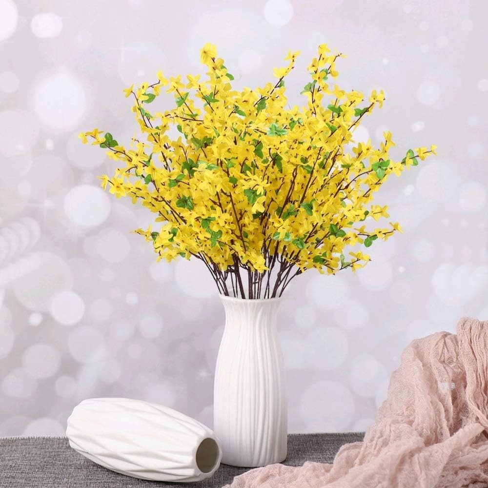 Silk Yellow Faux Flowers 6 Pcs 25.5 Inch Perfect for Bouquets and Arrangements