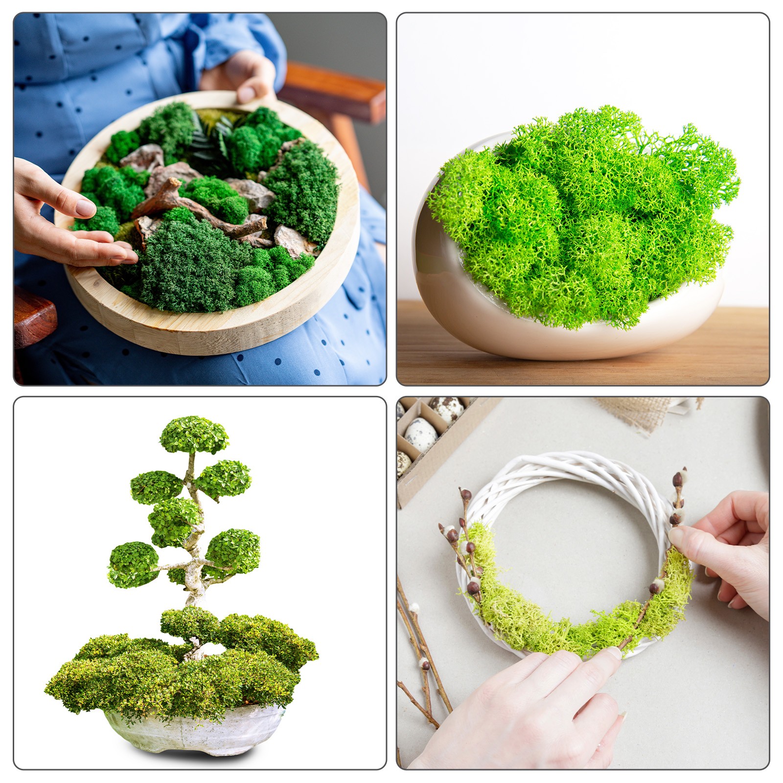 7oz Fake Preserved Reindeer Moss, Blue Green