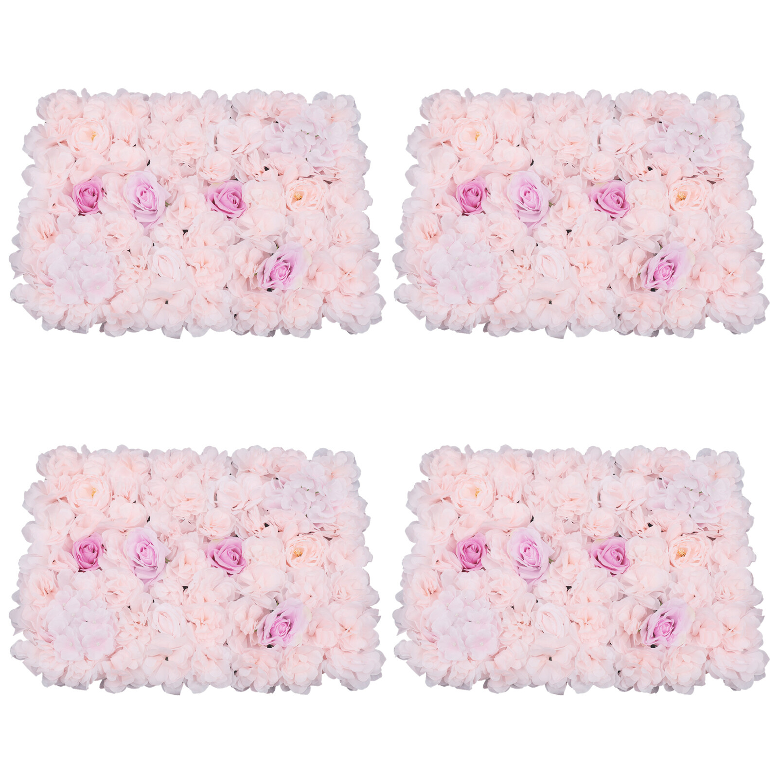 4Pcs Artificial Flower Wall Panel Backdrop Wedding Party Background Venue Decor