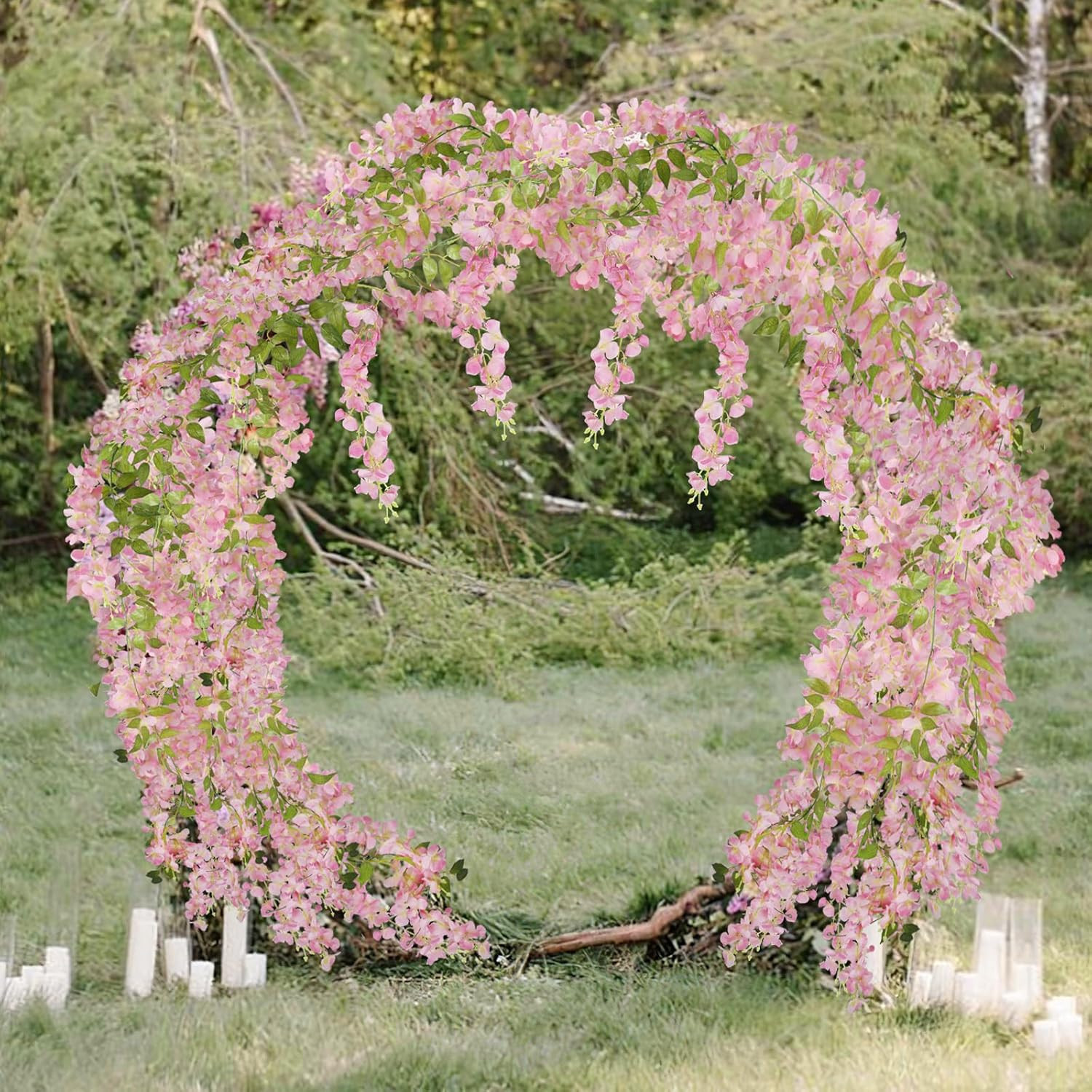 2 Pcs Wisteria Hanging Flowers Wisteria Flowers Vine Garland Wedding Arch Decora