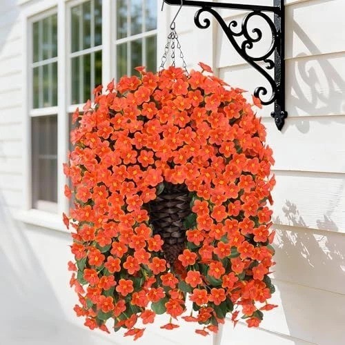 Stunning Faux White Morning Glory Hanging Basket – Simple Assembly & No Watering