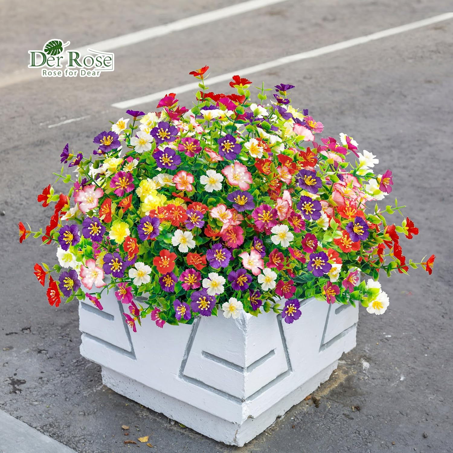 Der Rose 24 Bundles Fake Flowers Artificial Dasiy Faux Flowers Bulk for Outdoor