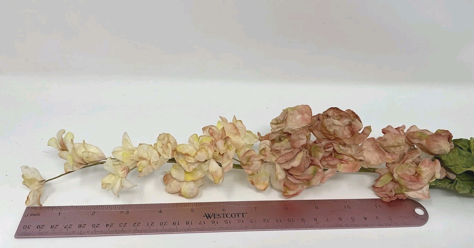 Delphinium Peach Floral Pick 30” Pristine Rose Cream w Pink 26” Lot 3 Picks NOS