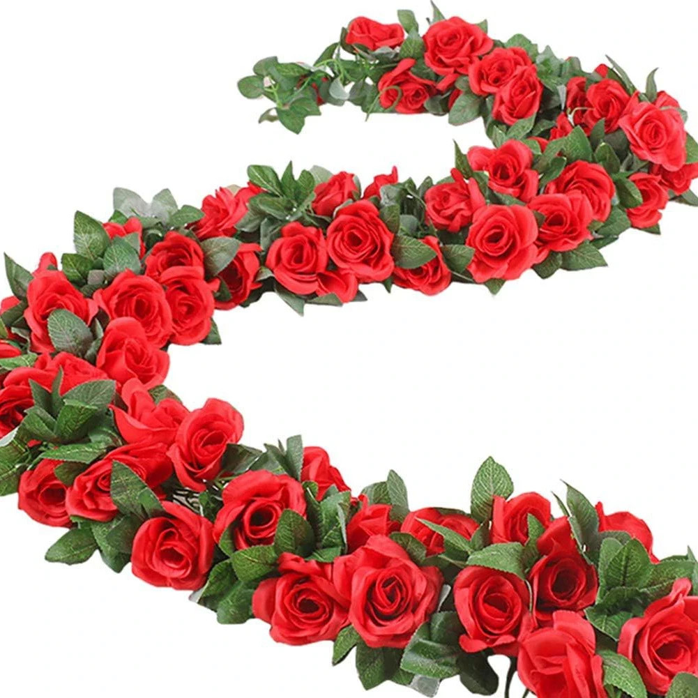 3 Pcs Fake Rose Vine Flowers Plants Artificial Hanging Ivy Wedding Decor 7.5 Ft