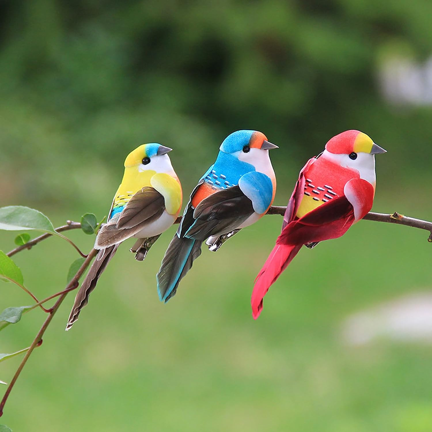 6Pcs Artificial Spring Birds Clip on Colorful Bird for Crafts Tree