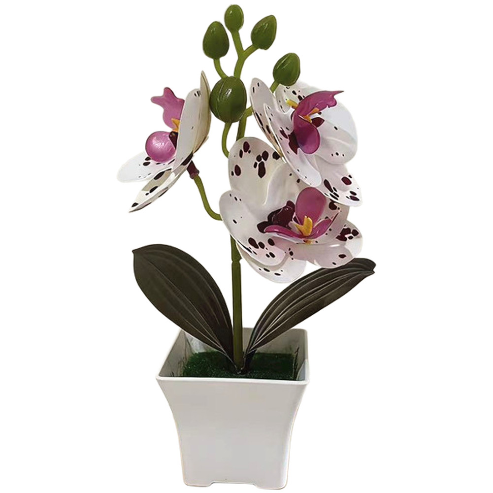 Compact Artificial Phalaenopsis Orchid Arrangement 19cm Tall Shelf Table Decor