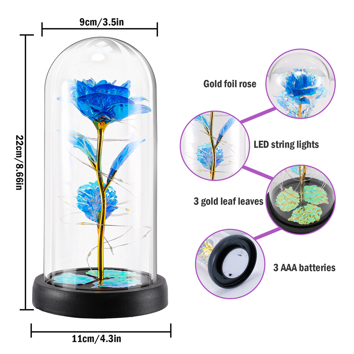 Enchanted Galaxy Flower LED Rose in Glass Dome – Christmas Birthday Gift for Her