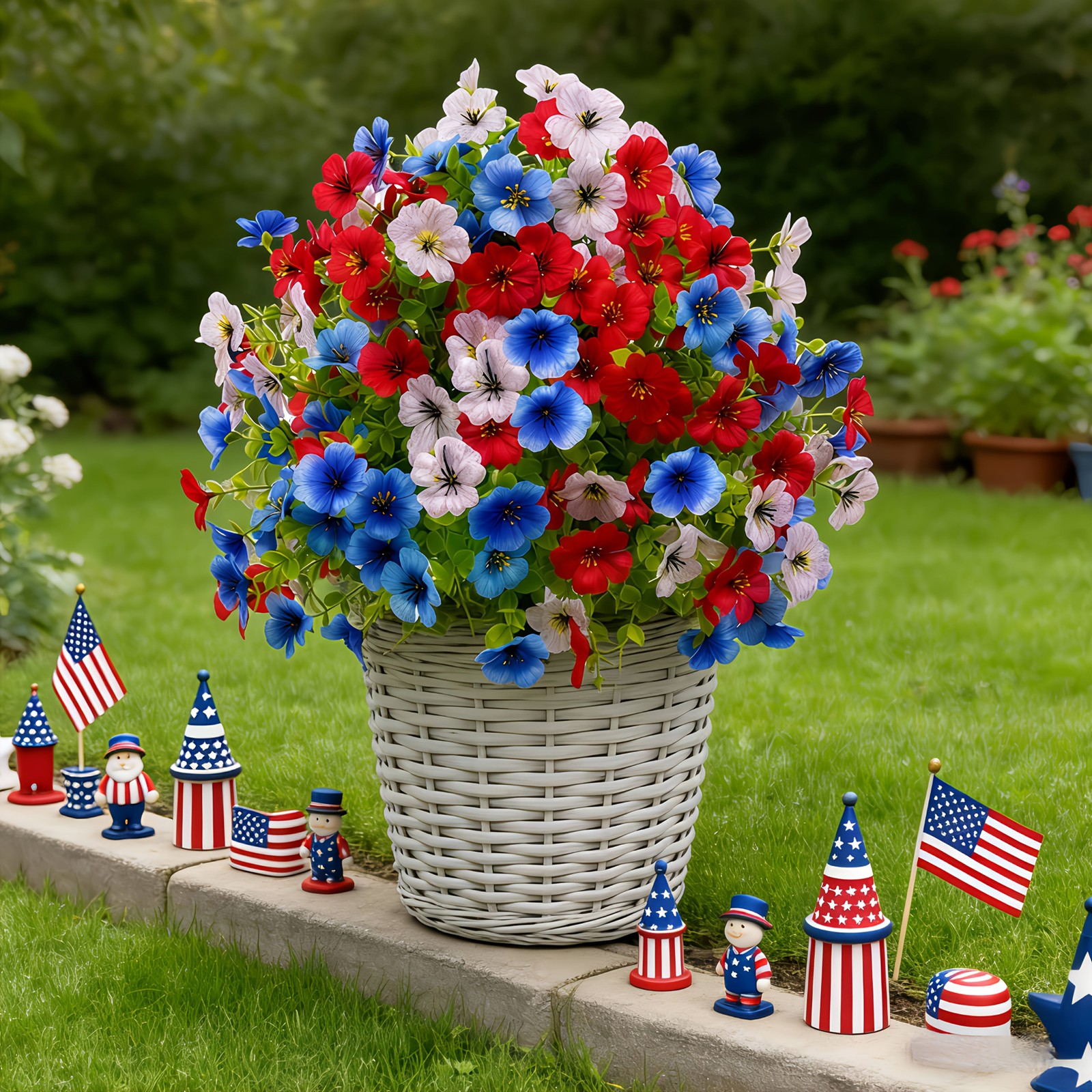 2pcs Independence Day Patriotic Artificial Flowers Outdoor Cemetery Yard Decor
