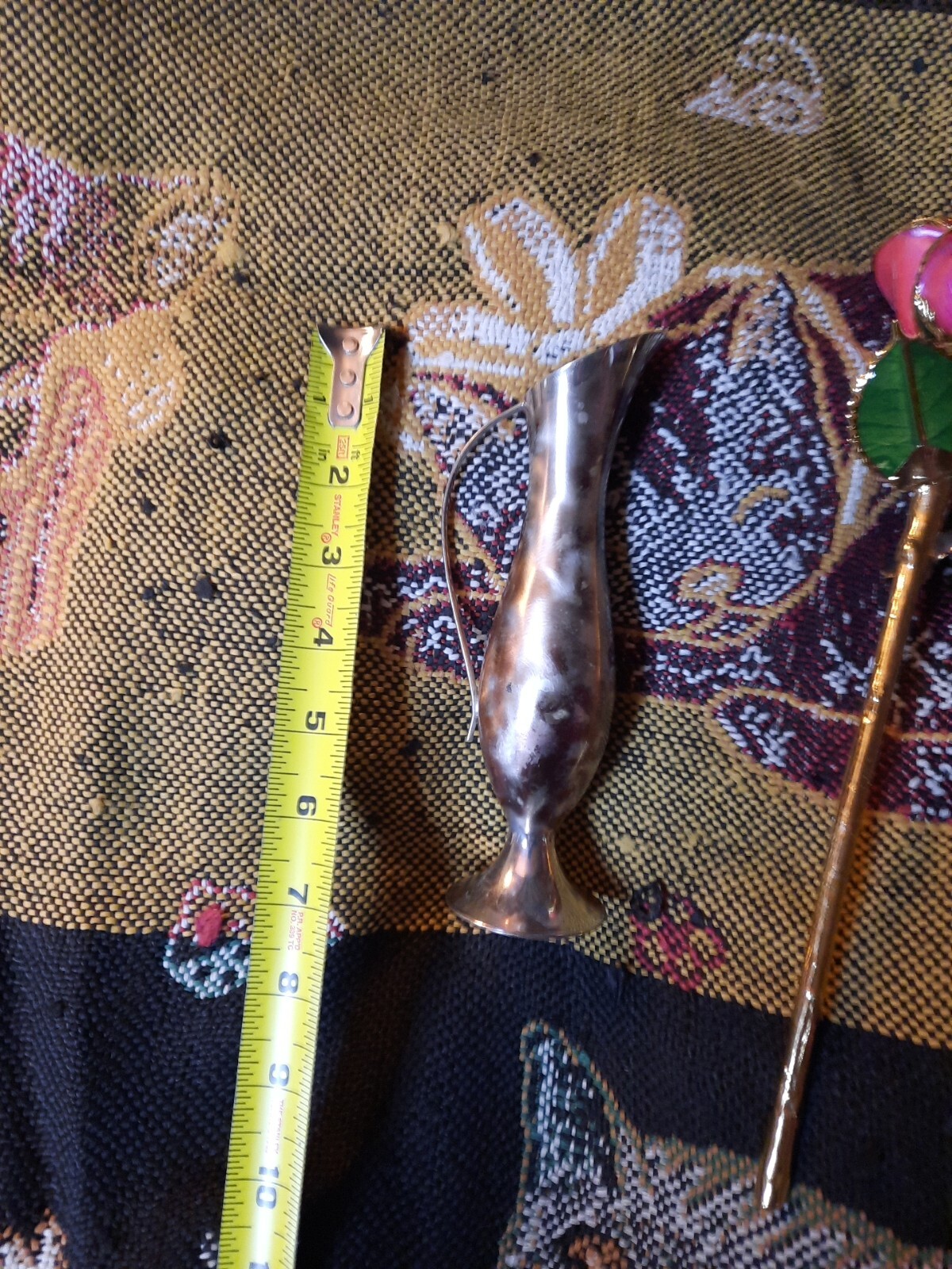 Lot Set 2 Gilded Metallic Roses Dipped In Ikora Mid-Century Vase Retro Decor
