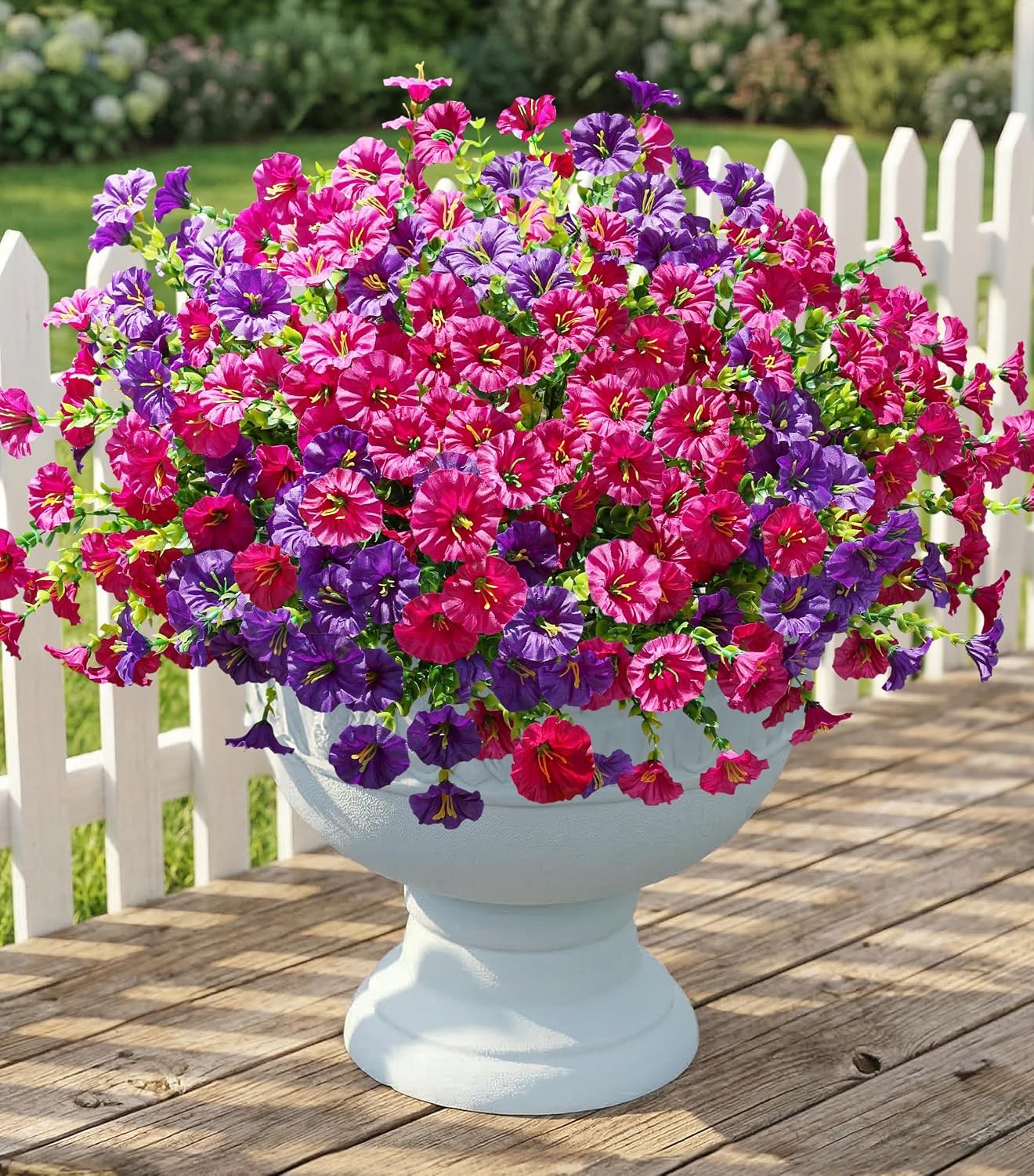 12 Bundles Artificial Morning Glory, Silk Eucalyptus UV Resistant Outdoor Decor