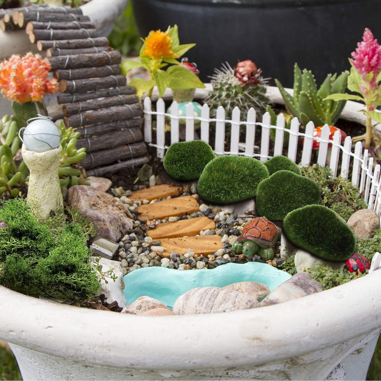 20 Pcs Artificial Moss Rock Assorted Sized Decorative Faux Green Stones Floral
