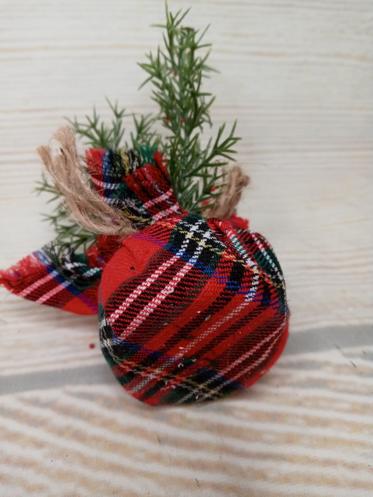 New! Mini Tartan Plaid Greenery Plant Tree Fake Christmas Winter Decor Filler ~