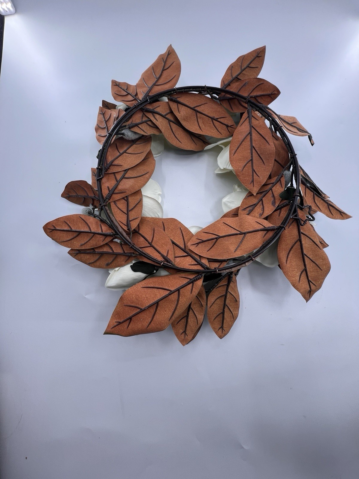 2 Magnolia Flower Wreaths 15” Artificial Hang On Door Decor Spring All Year