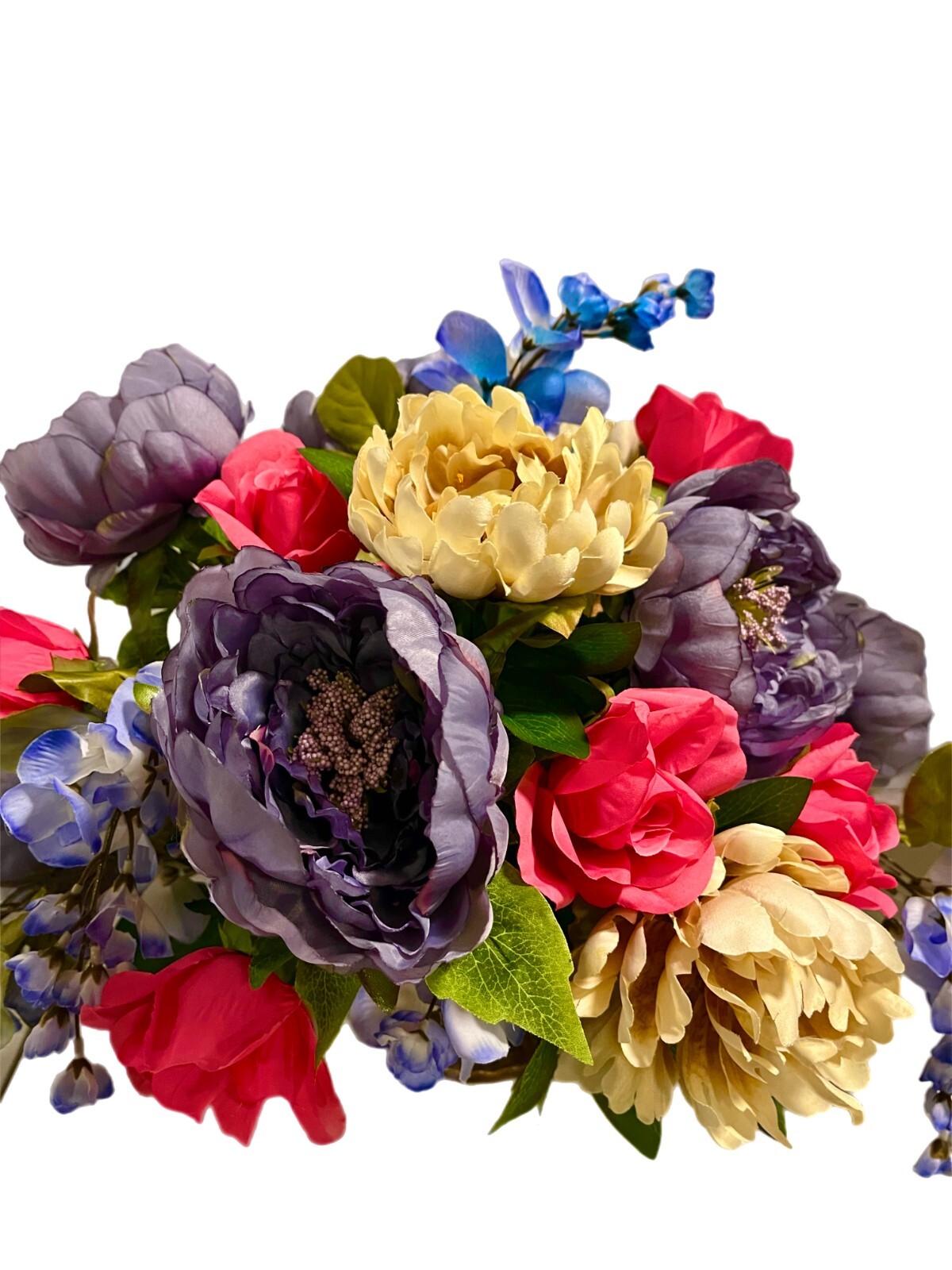 Free Shipping All Season Floral Arrangement Purple Ivory Peony Pink Rose 22×16
