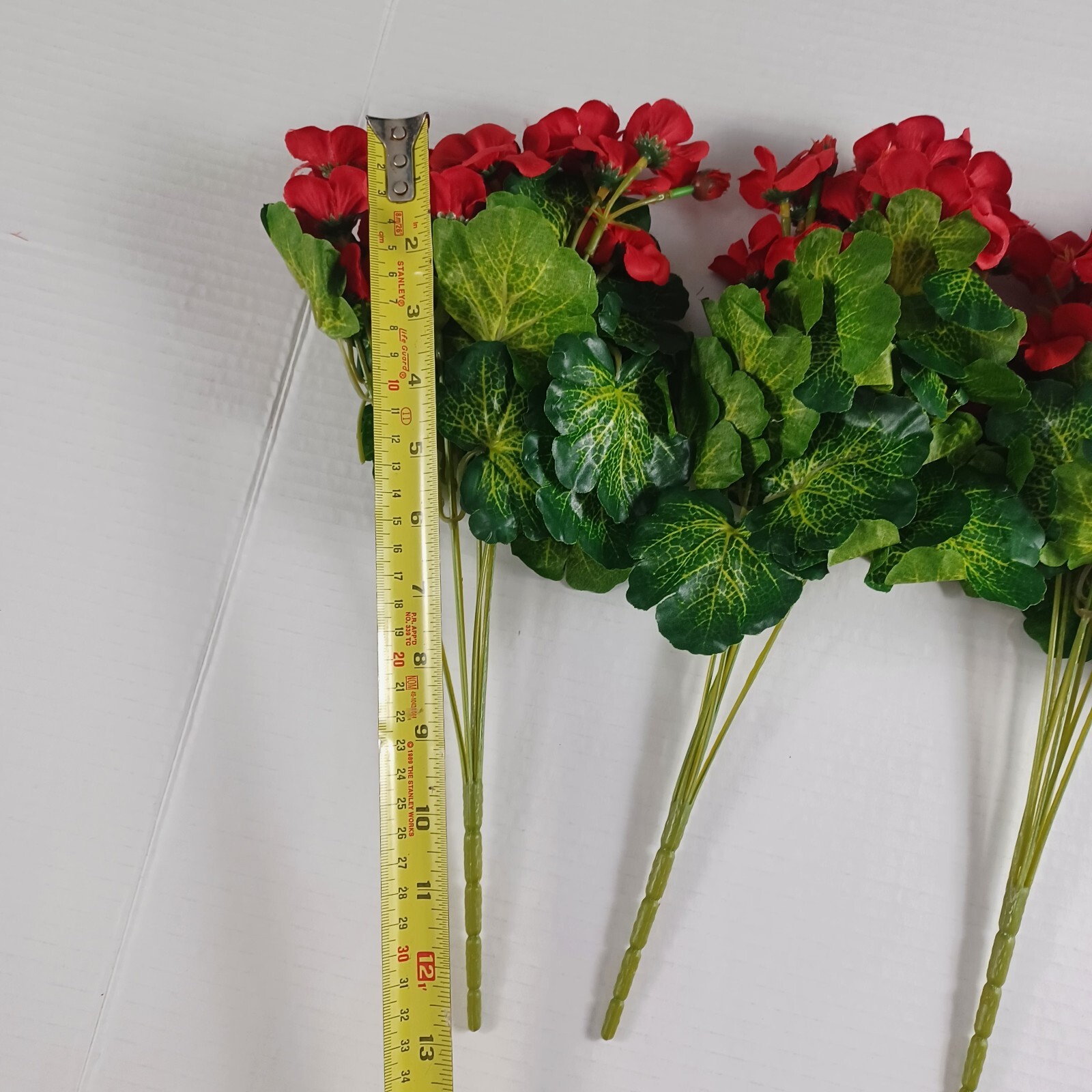 Mini Geraniums Artificial Faux Flowers -Red -Set Of 4 -NEW -Window Box/Porch