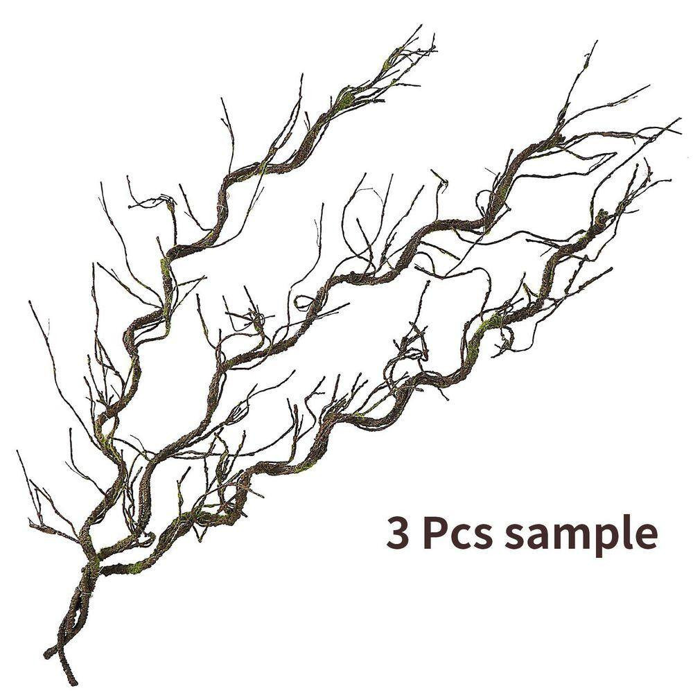 0.8 In. Brown Artificial Vine with Moss Flexible Lifelike Plant Twig for Indoor