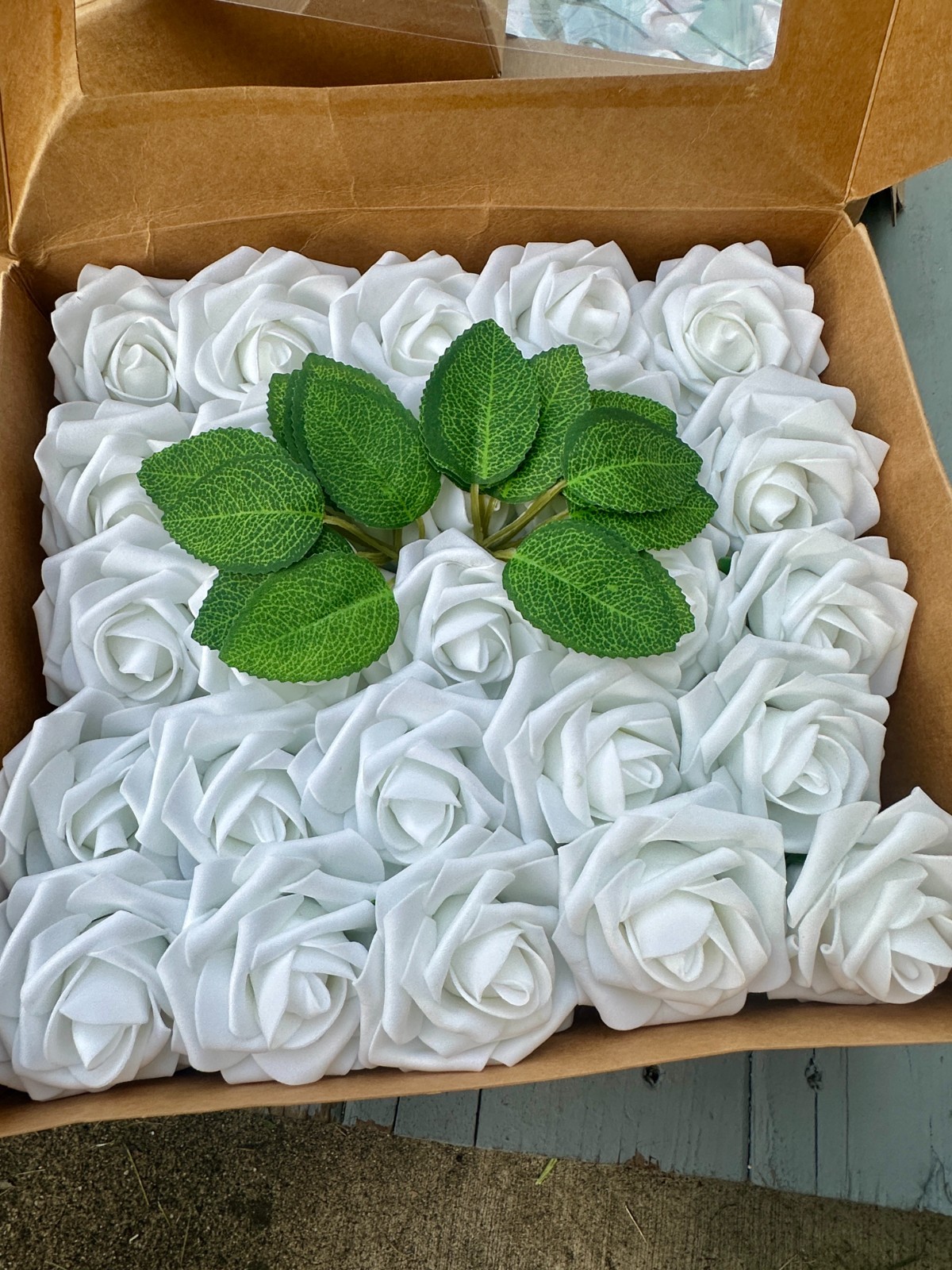 White Artificial Foam Roses