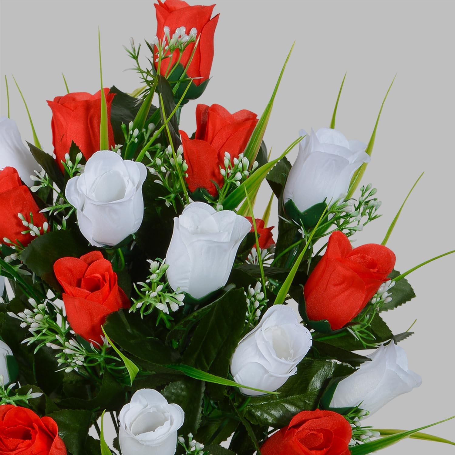 2 PCS Artificial Memorial Cemetery Flowers Grave Decorations Roses White Red