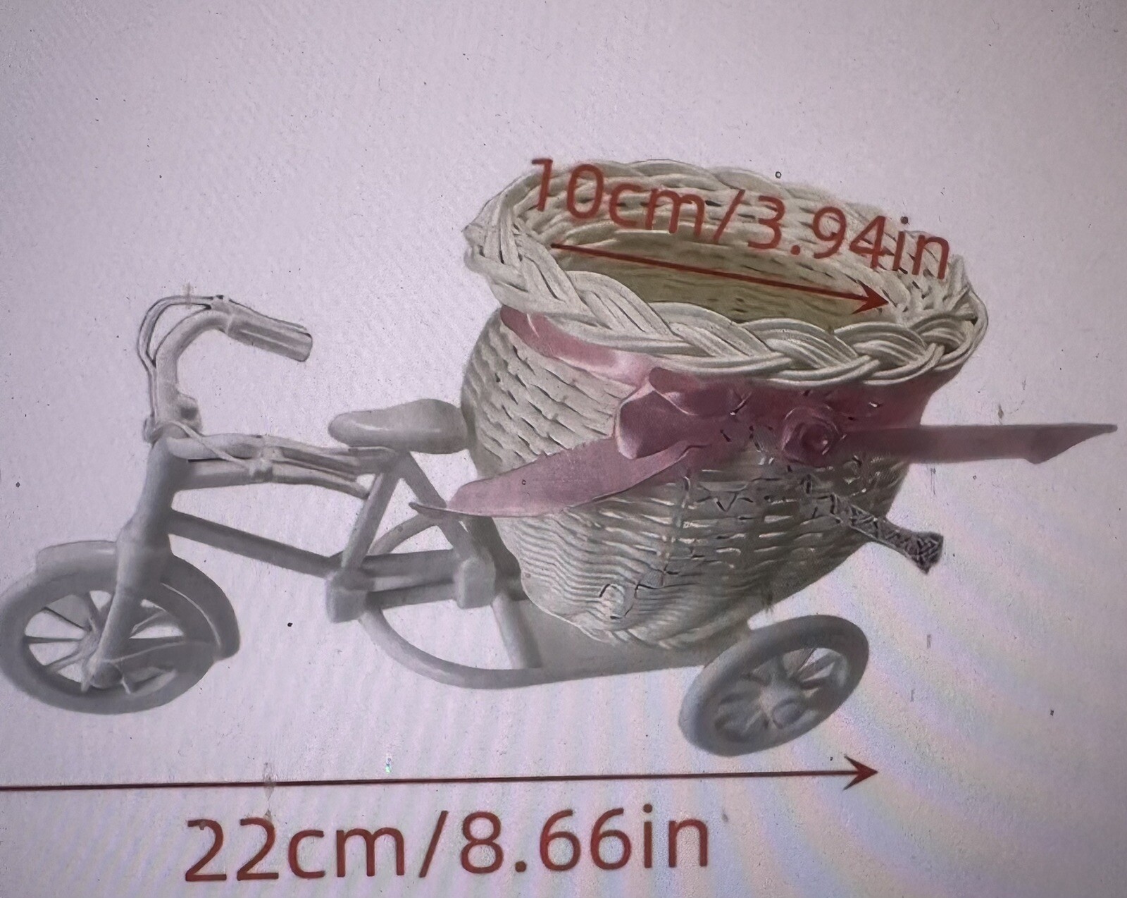 1pc Whimsical White Tricycle Bike Design Flower Basket For Mini Garden