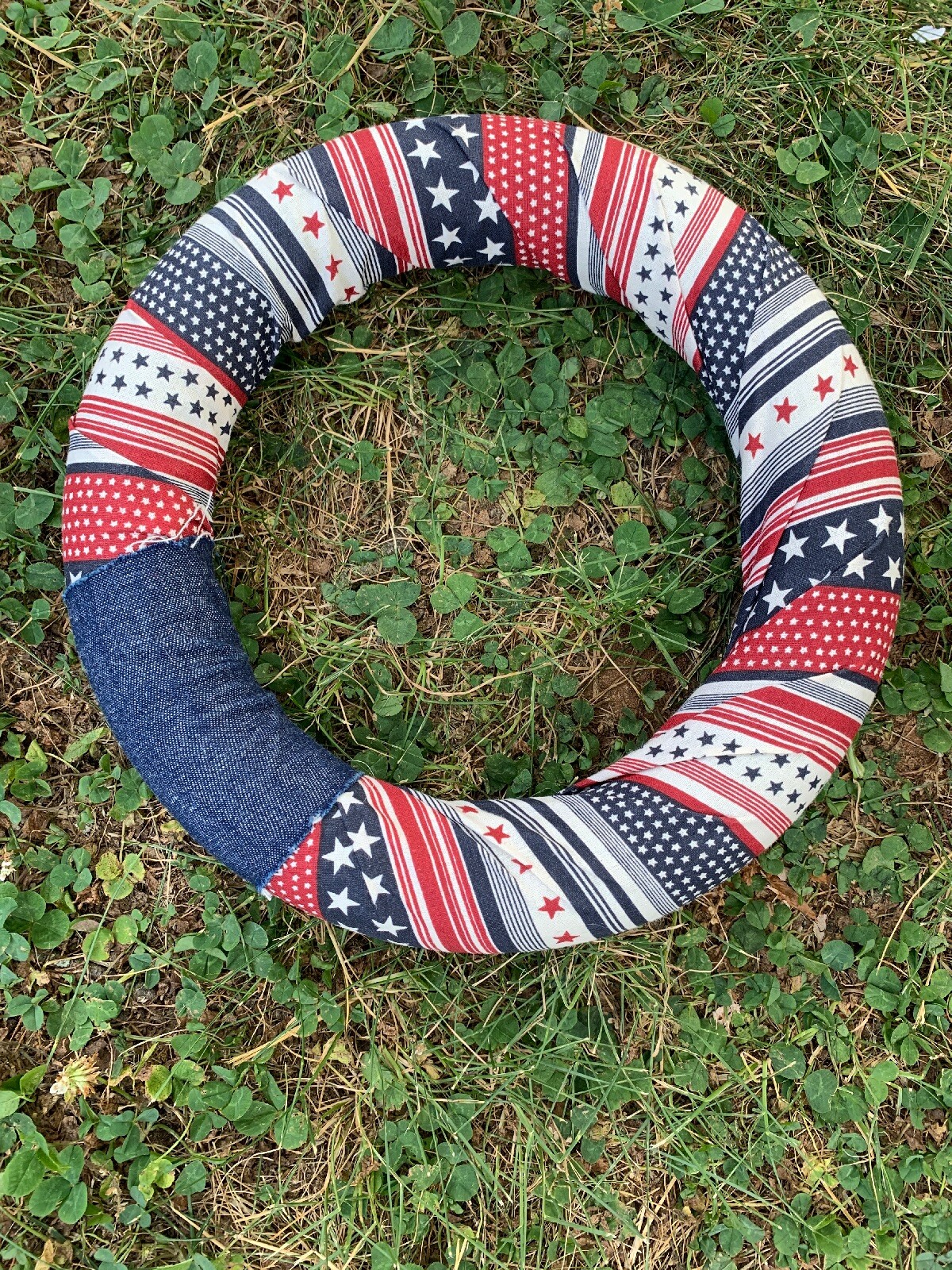 Vintage Handmade PATRIOTIC USA FLAG 4th of July Door Wall Wreath Art 10″❤️ sj17j