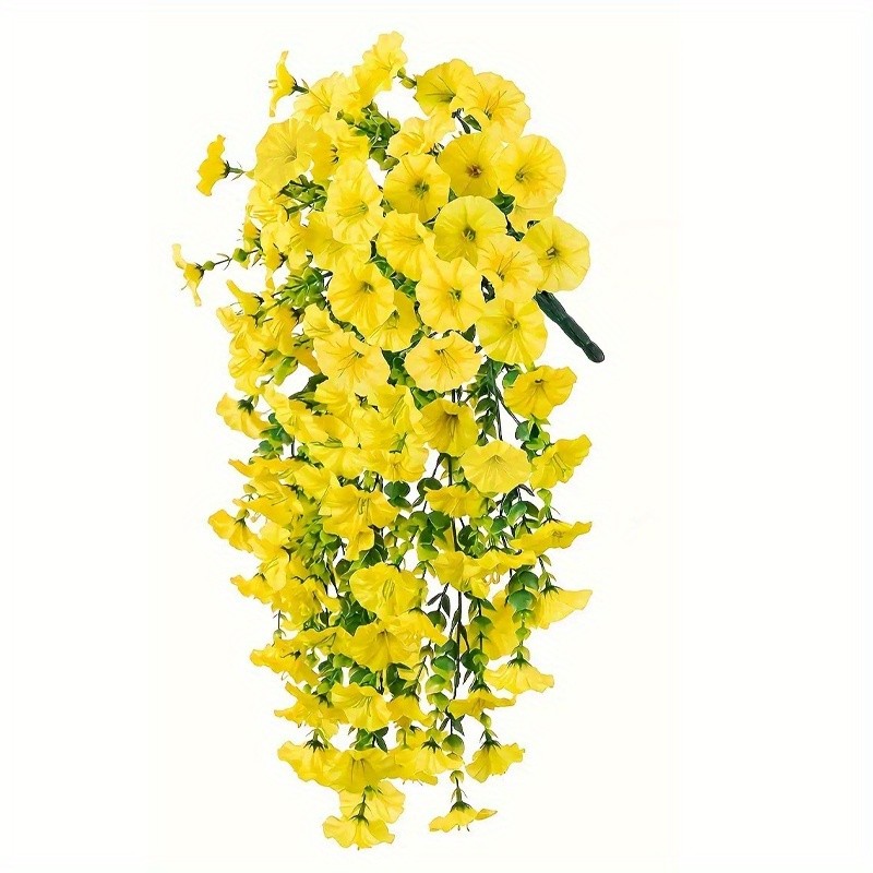 4pcs Artificial Hanging Petunia Flowers UV Resistant Fake Vines Outdoor Garden