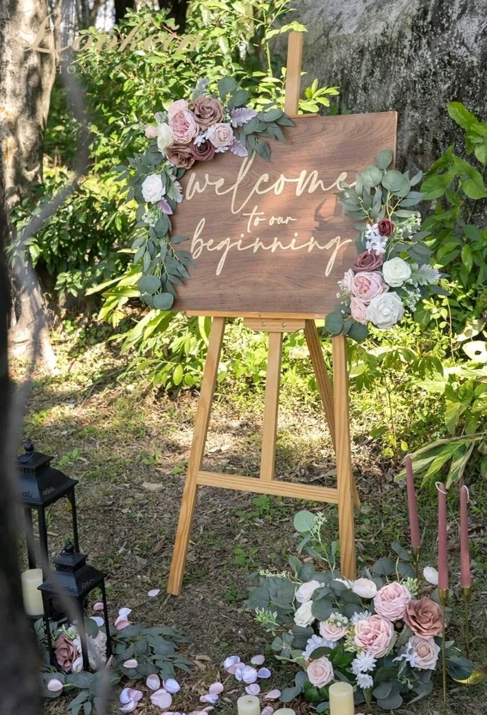 Lookein Artificial Flower Swag for Wedding Welcome Sign Floral Decoration