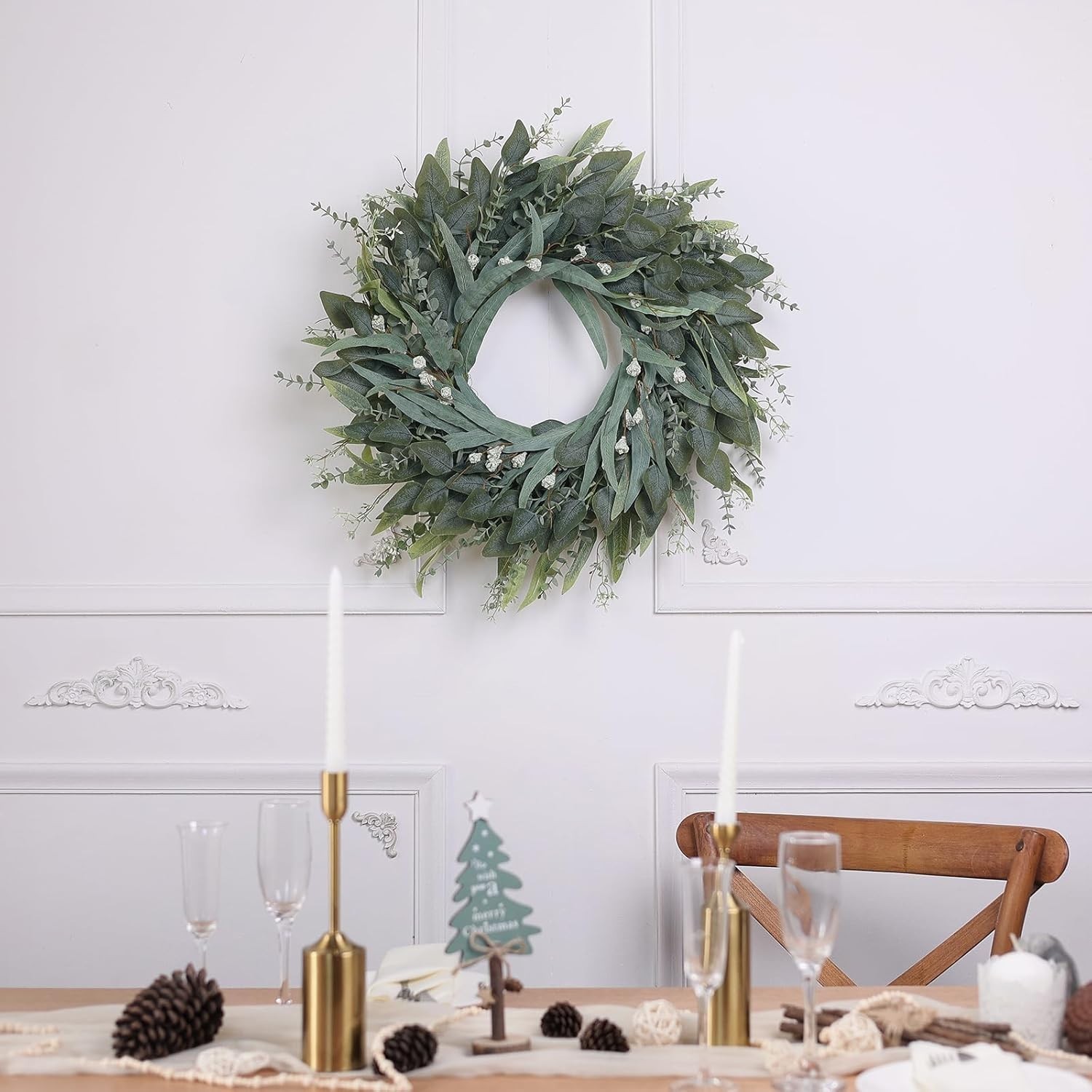Lifelike 26-Inch Eucalyptus Wreath – All-Season Home Decor for Any Occasion