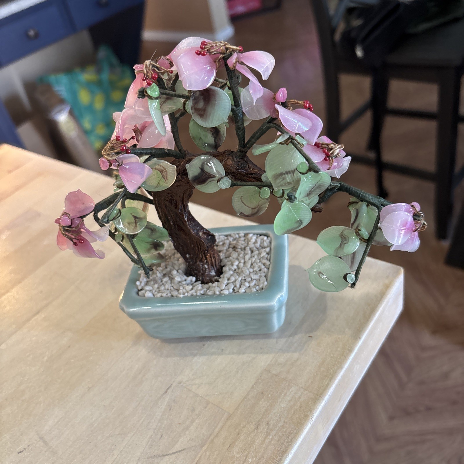 VTG Pink Cherry Blossom Bonsai Tree 7”