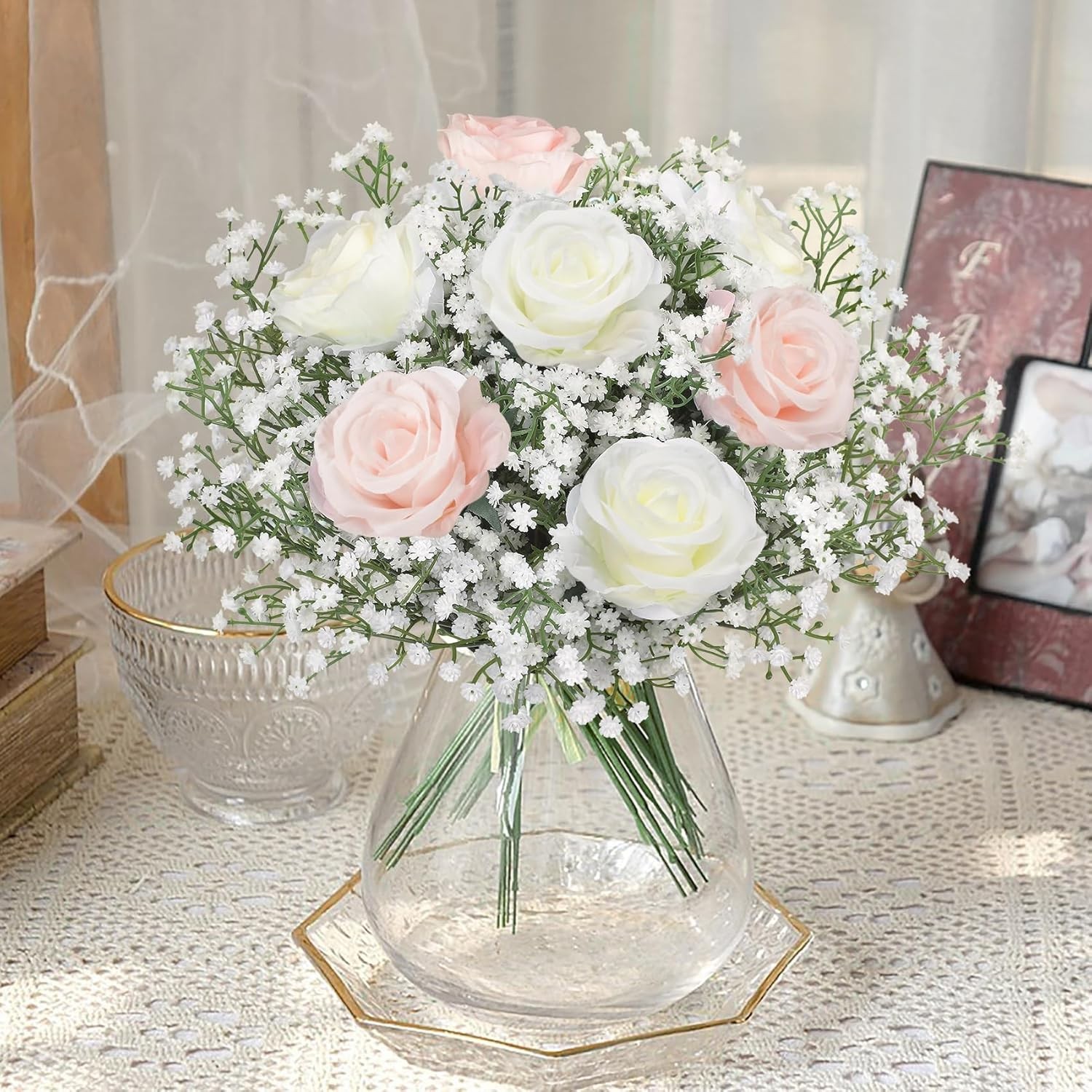 Breath Artificial Flowers, 18 Pcs White Fake Baby Breath Flowers Artificial Bulk