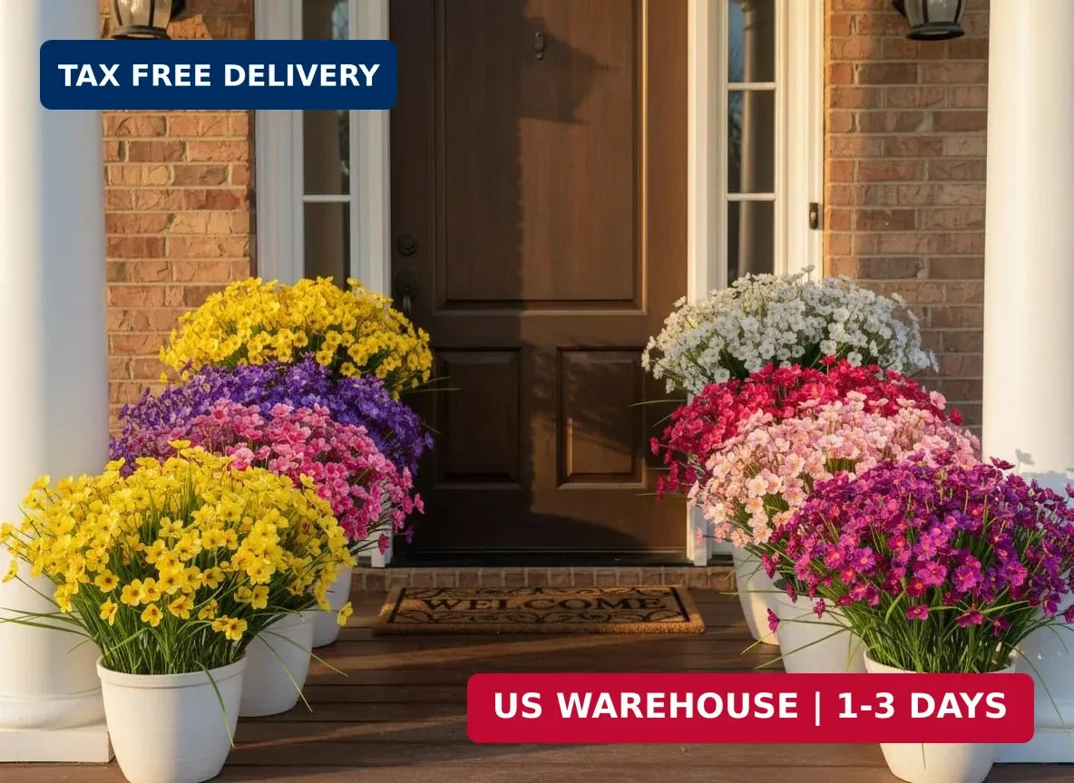 20 Bundles Artificial Outdoor Flowers UV Resistant Faux Plants for Outside Decor
