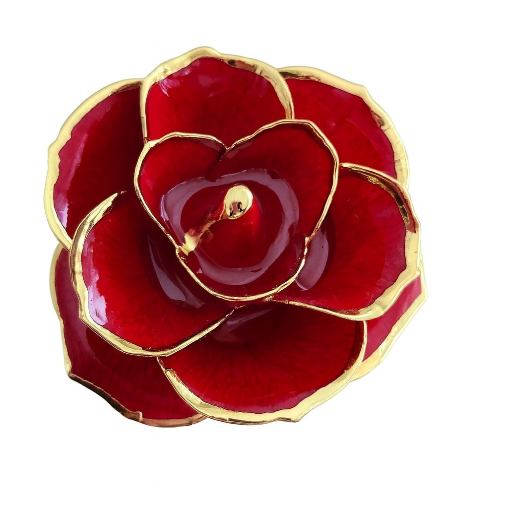 24K Plated Gold Dipped Rose Forever Preserved Red Rose Flower