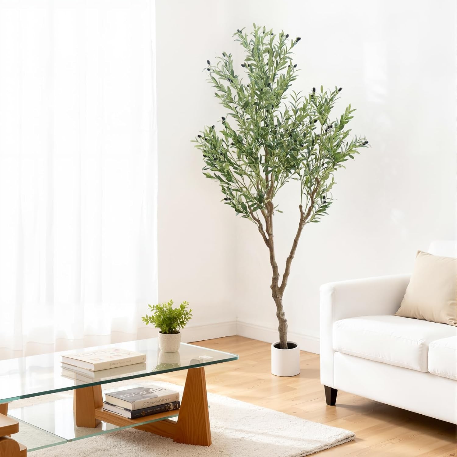Artificial Olive Tree 5/6/7FT Tall Fake Plants with White Pot for Home Office