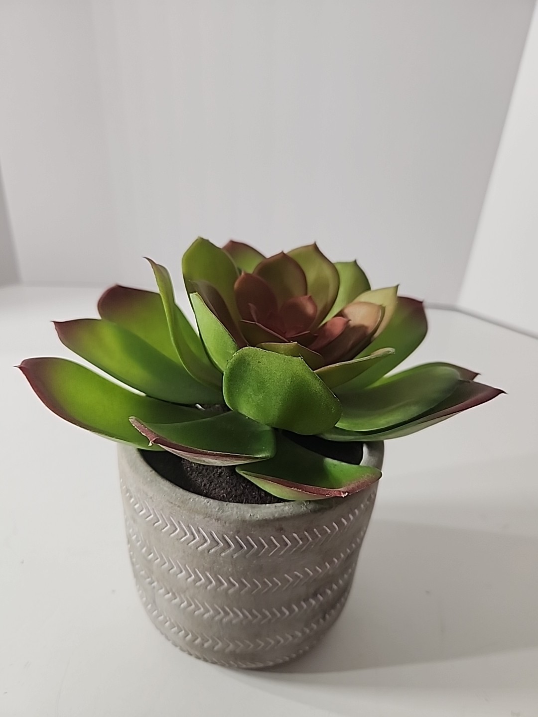 7.5 Inch Artificial House Plant In Decorative Stone Pot.