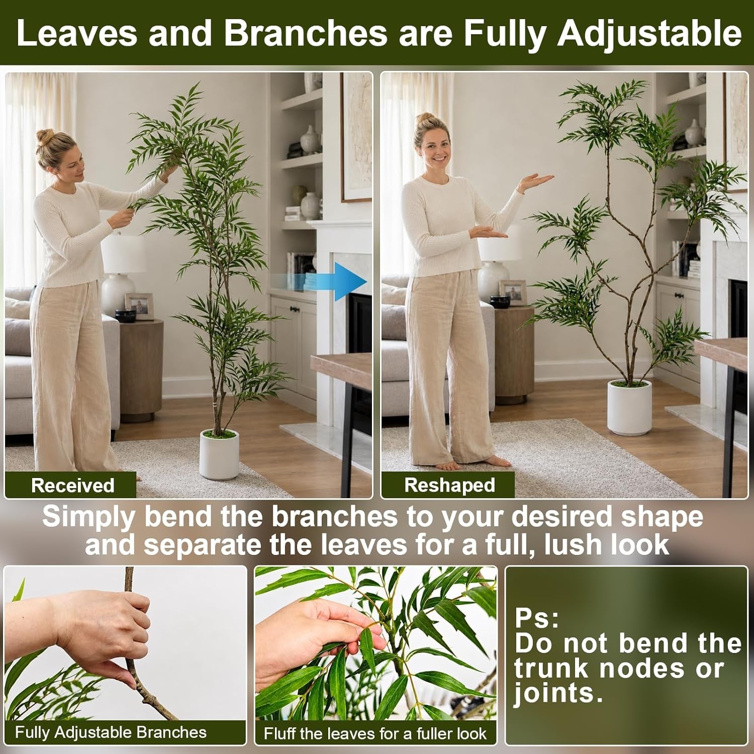 6FT Artificial Mahonia Fortunei Tree, Real-Touch Leatherleaf Faux Tree with D…